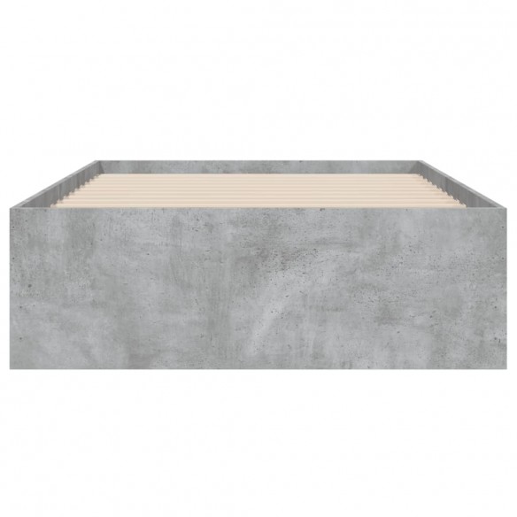 Cadre de lit et tiroirs gris béton 75x190 cm bois d'ingénierie
