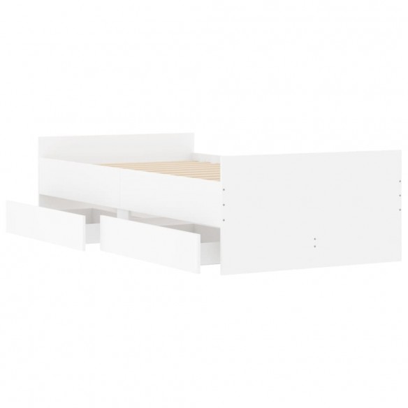 Cadre de lit avec tiroirs blanc 75x190 cm