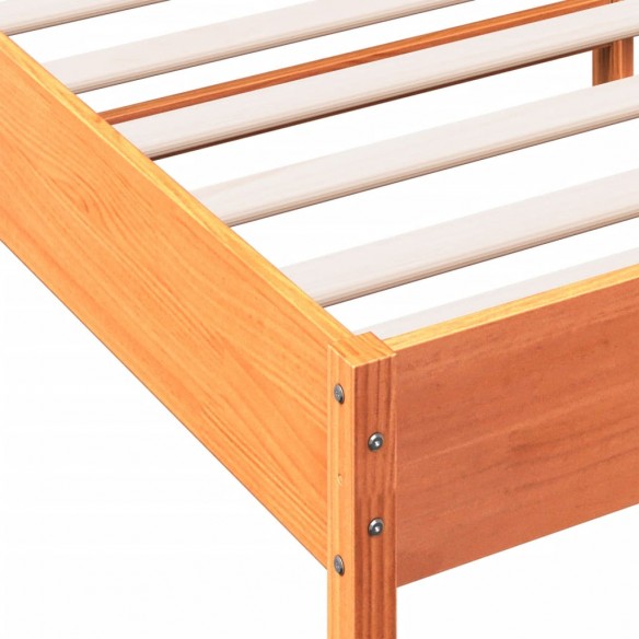 Cadre de lit avec tête de lit cire marron 75x190 cm bois de pin