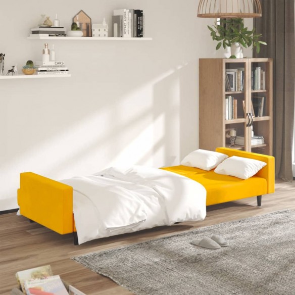 Canapé-lit 2 places jaune velours