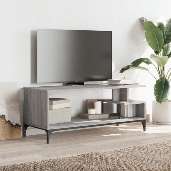 Meuble TV sonoma gris bois ingénierie et acier enduit de poudre