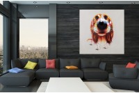 Tableau décoratif mural 80x80 cm "petit chien multicouleur"