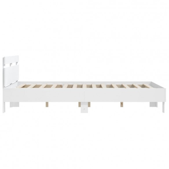 Cadre de lit avec tête de lit blanc 140x200cm bois d'ingénierie