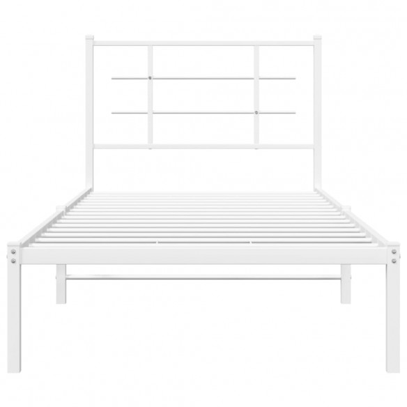 Cadre de lit métal avec tête de lit blanc 90x190 cm