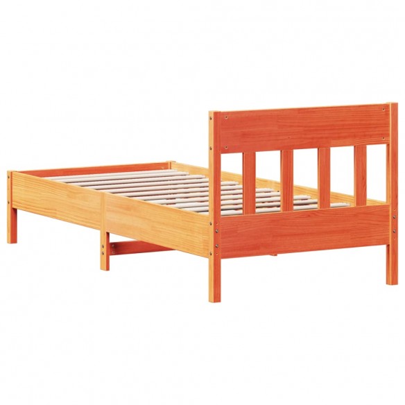 Cadre de lit et tête de lit cire marron 100x200 cm bois de pin