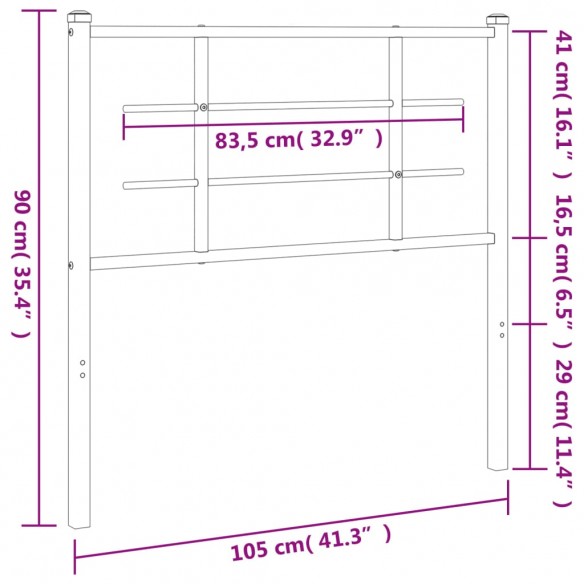 Tête de lit métal noir 100 cm