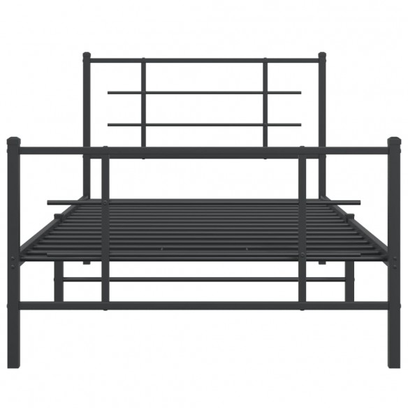 Cadre de lit métal avec tête de lit/pied de lit noir 100x190 cm