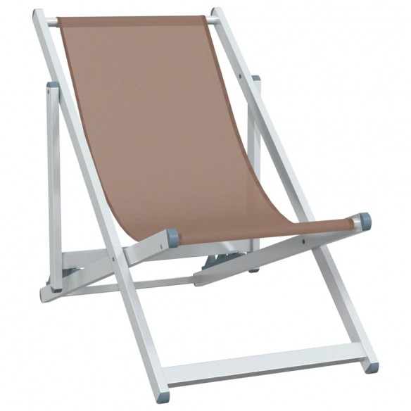 Chaises de plage pliantes 2 pcs marron aluminium et textilène