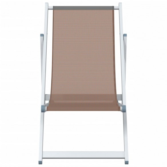 Chaises de plage pliantes 2 pcs marron aluminium et textilène