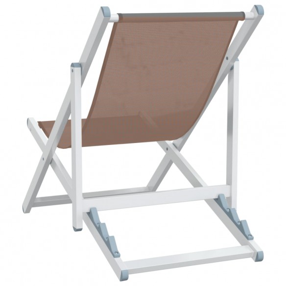 Chaises de plage pliantes 2 pcs marron aluminium et textilène