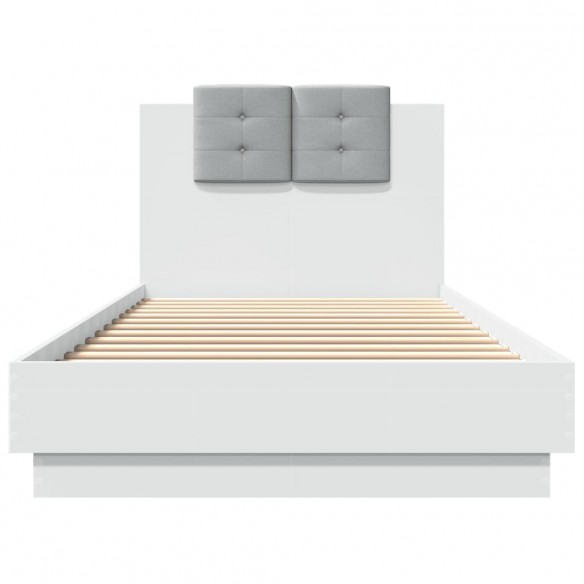 Cadre de lit avec tête de lit et lumières LED blanc 100x200 cm