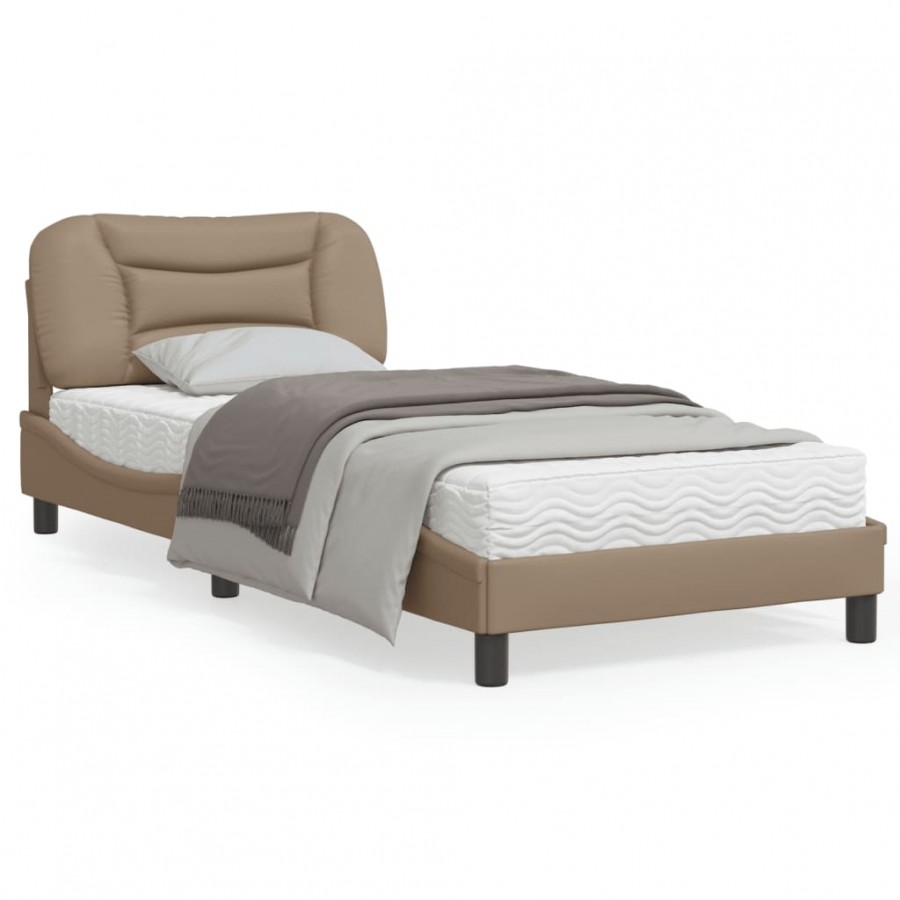Cadre de lit avec tête de lit Cappuccino 90x190 cm Similicuir