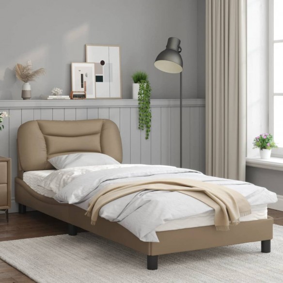 Cadre de lit avec tête de lit Cappuccino 90x190 cm Similicuir