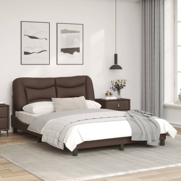 Cadre de lit avec tête de lit Marron 120x200 cm Similicuir