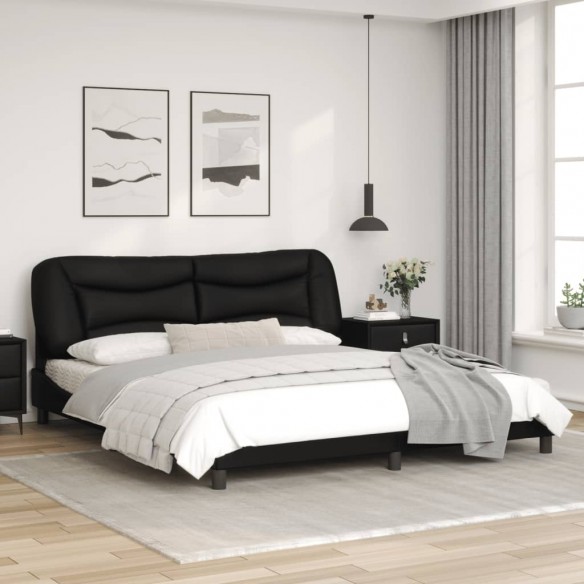 Cadre de lit avec tête de lit Noir 180x200 cm Similicuir