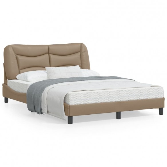 Cadre de lit avec tête de lit Cappuccino 140x190 cm Similicuir