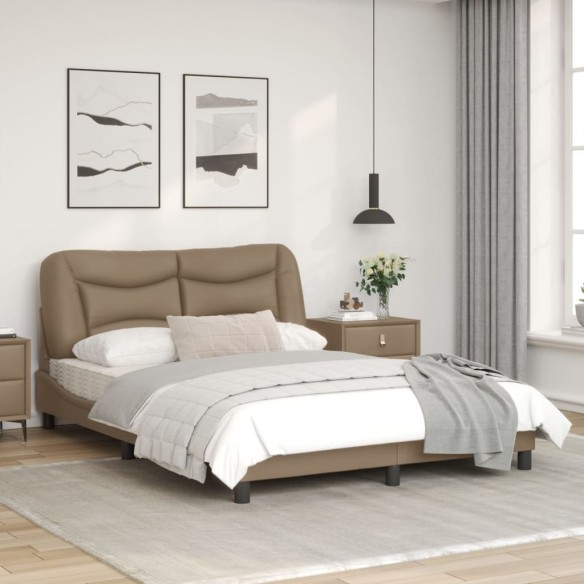 Cadre de lit avec tête de lit Cappuccino 140x190 cm Similicuir
