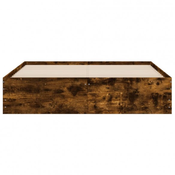 Cadre de lit à tiroirs chêne fumé 140x200 cm bois d'ingénierie