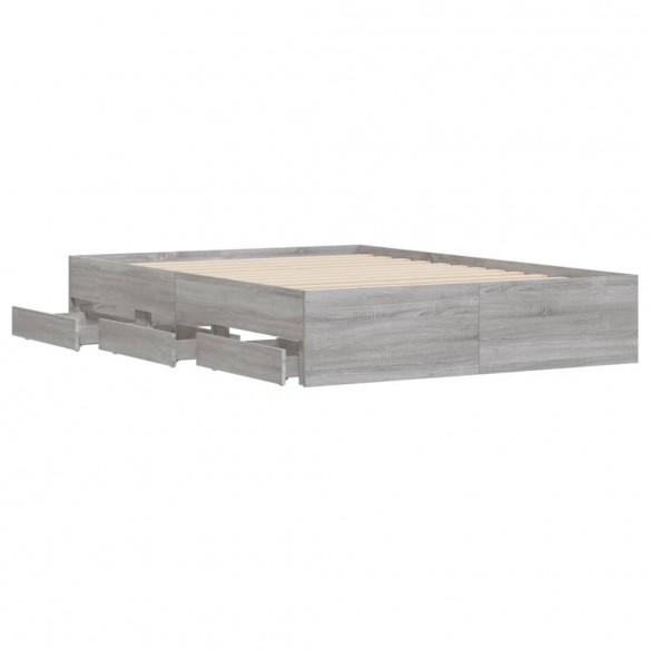 Cadre de lit et tiroirs sonoma gris 135x190 cm bois ingénierie