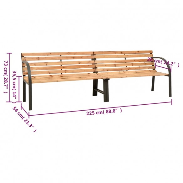 Banc double de jardin 225 cm Bois de sapin massif