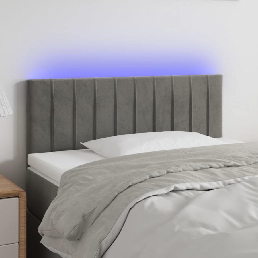 Tête de lit à LED Gris clair 90x5x78/88 cm Velours