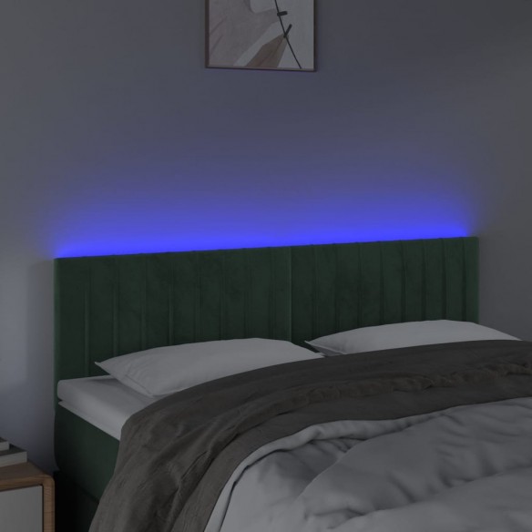 Tête de lit à LED Vert foncé 144x5x78/88 cm Velours
