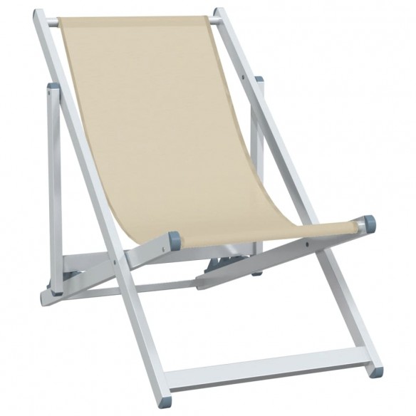 Chaises de plage pliantes 2 pcs crème aluminium et textilène