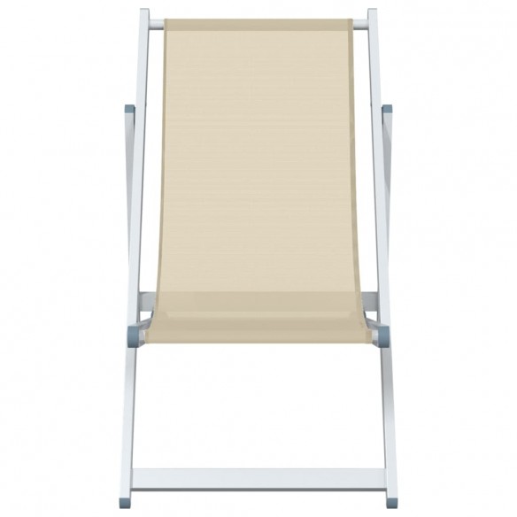 Chaises de plage pliantes 2 pcs crème aluminium et textilène