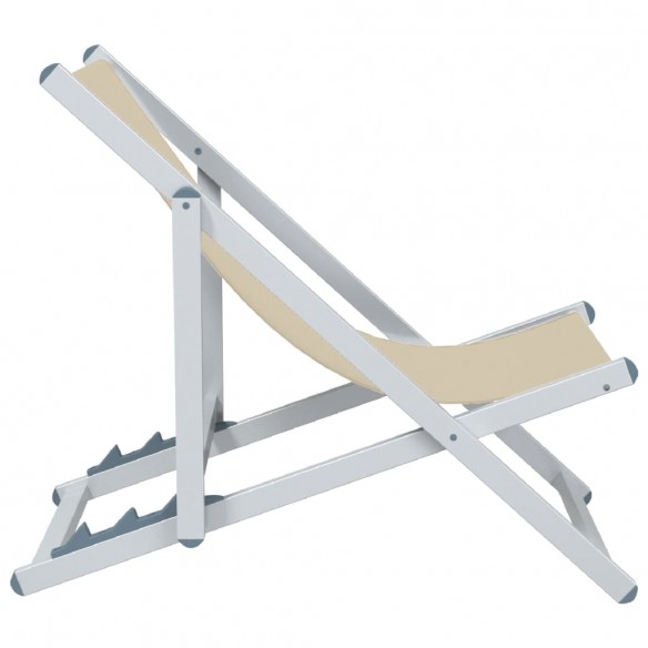 Chaises de plage pliantes 2 pcs crème aluminium et textilène