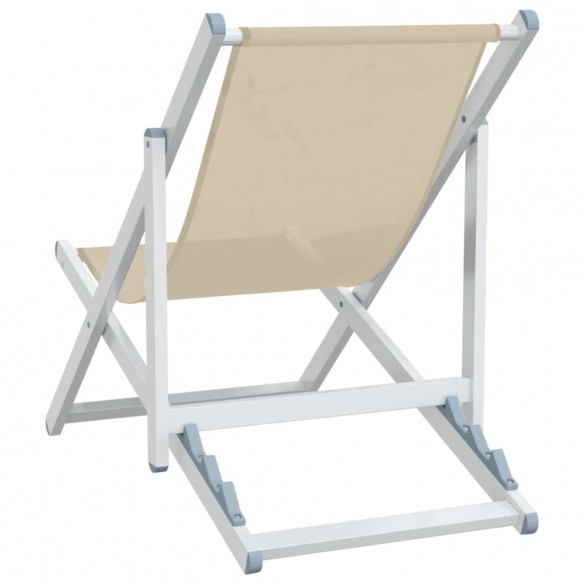 Chaises de plage pliantes 2 pcs crème aluminium et textilène