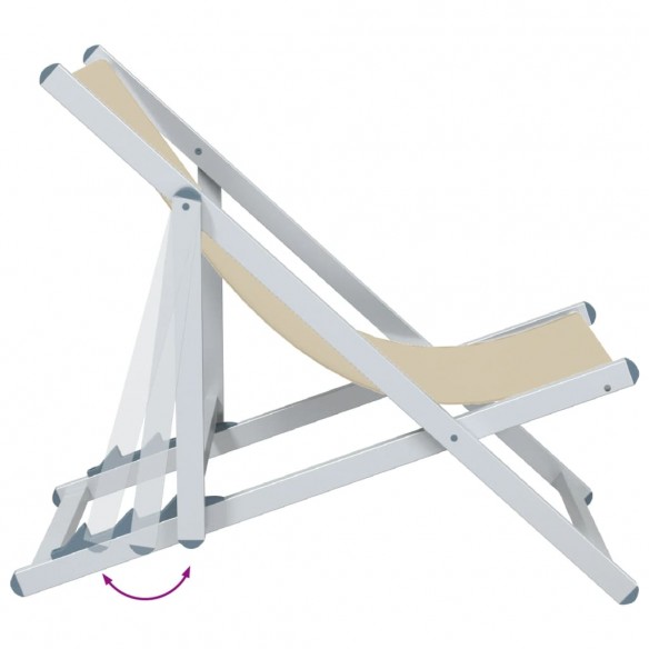 Chaises de plage pliantes 2 pcs crème aluminium et textilène