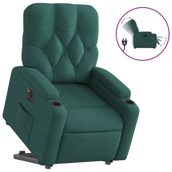 Fauteuil inclinable électrique vert foncé tissu