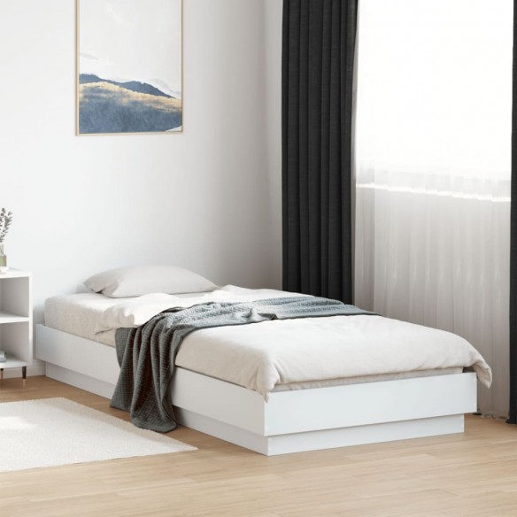 Cadre de lit avec lumières LED blanc 90x200 cm