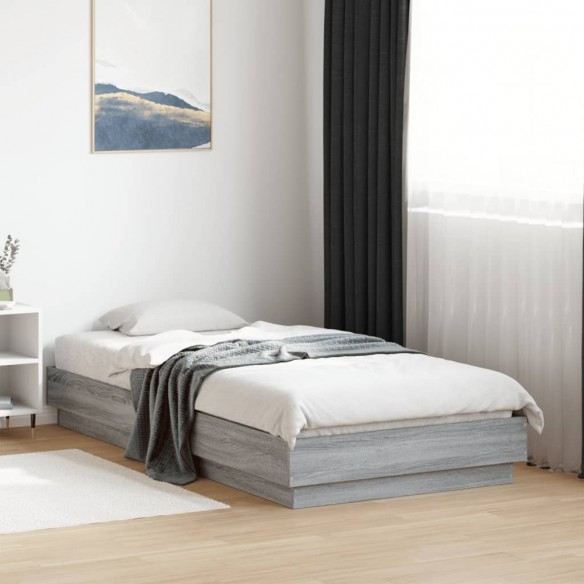 Cadre de lit avec lumières LED sonoma gris 75x190 cm