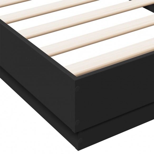 Cadre de lit avec lumières LED noir 100x200 cm