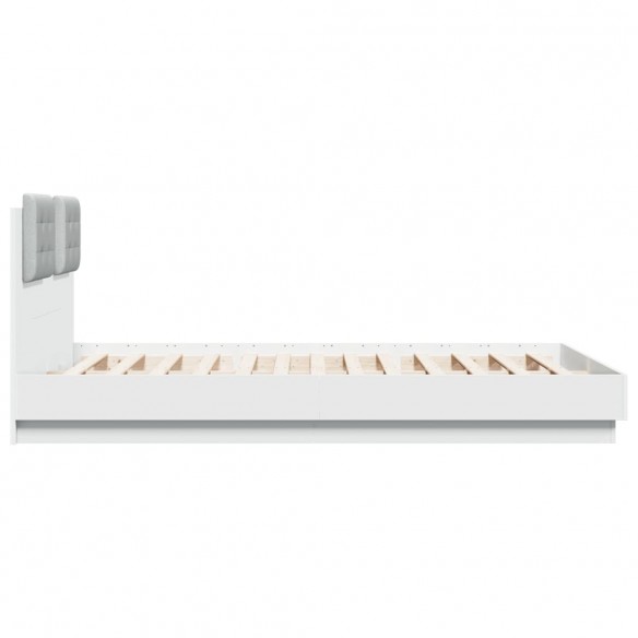 Cadre de lit avec tête de lit et lumières LED blanc 120x200 cm