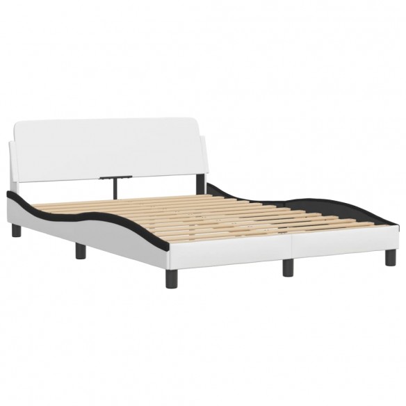 Cadre de lit et tête de lit blanc et noir 120x200 cm similicuir