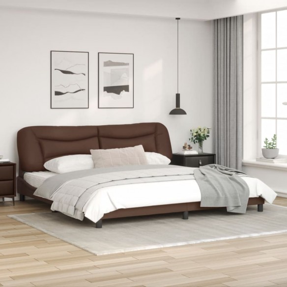 Cadre de lit avec tête de lit Marron 200x200 cm Similicuir