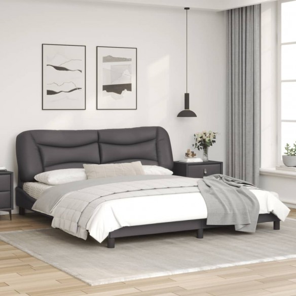 Cadre de lit avec tête de lit Gris 180x200 cm Similicuir