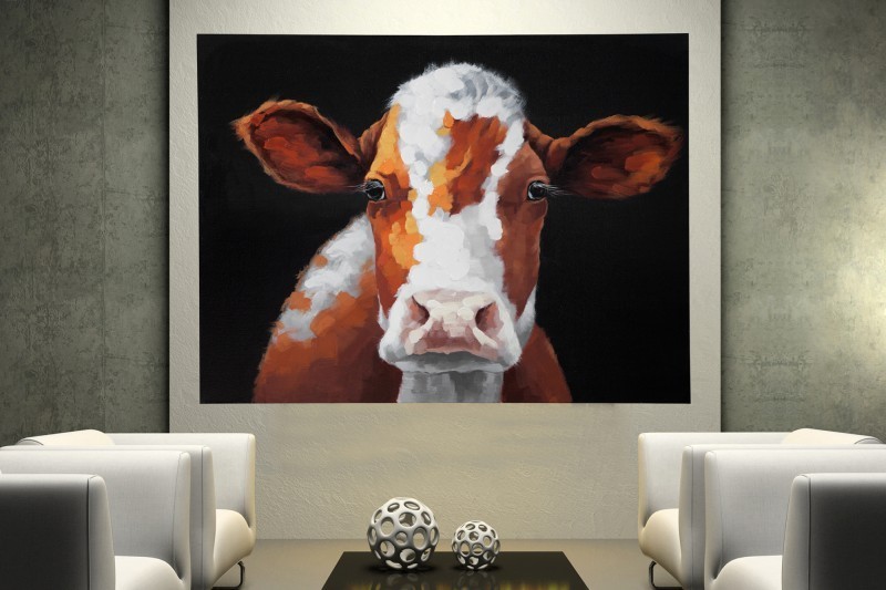 Tableau décoratif mural 90x120 cm "tête de vache"