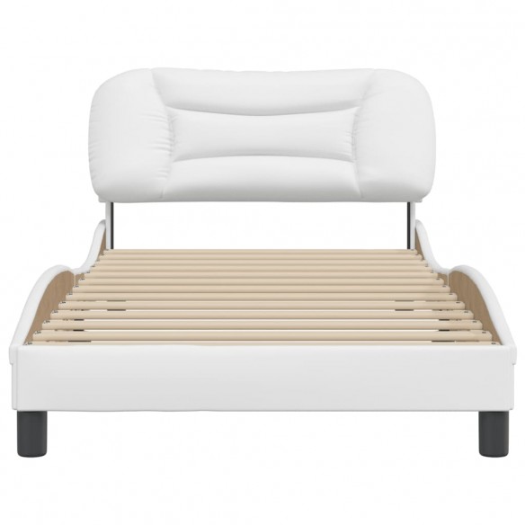 Cadre de lit avec tête de lit Blanc 100x200 cm Similicuir