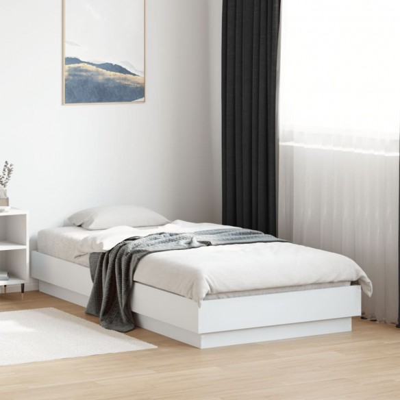 Cadre de lit avec lumières LED blanc 90x190 cm