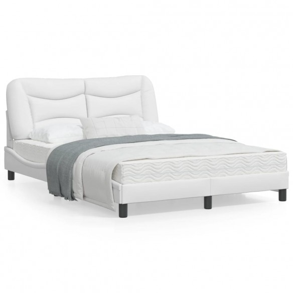 Cadre de lit avec tête de lit Blanc 140x190 cm Similicuir
