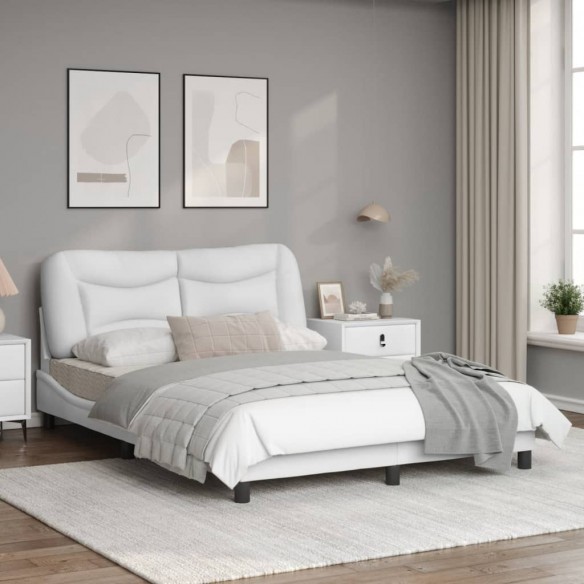 Cadre de lit avec tête de lit Blanc 140x190 cm Similicuir