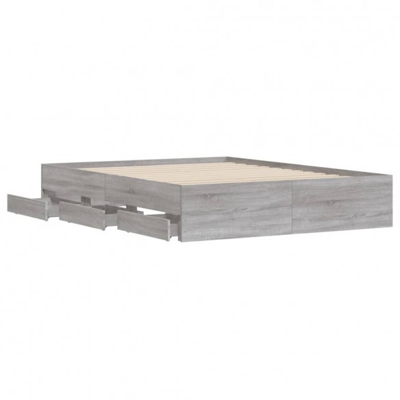 Cadre de lit et tiroirs sonoma gris 140x200cm bois d'ingénierie