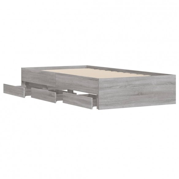 Cadre de lit et tiroirs sonoma gris 90x200 cm bois d'ingénierie