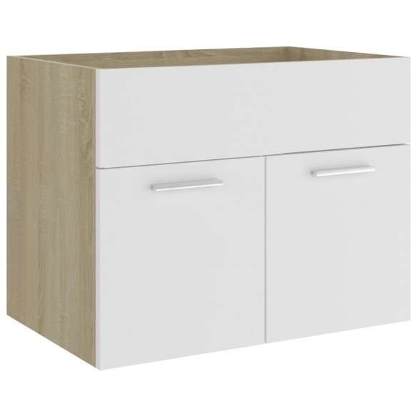 Armoire d'évier Blanc et chêne sonoma 60x38,5x46 cm Aggloméré