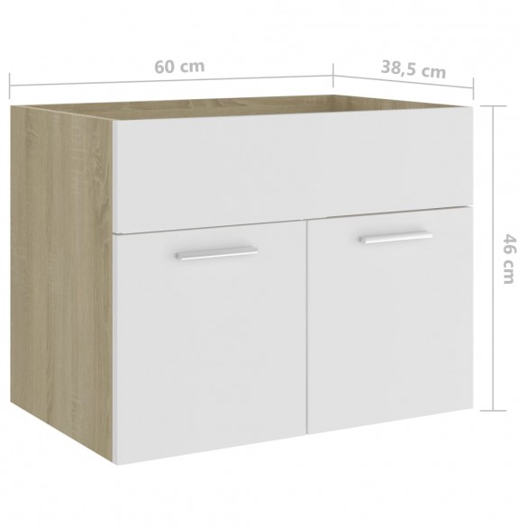 Armoire d'évier Blanc et chêne sonoma 60x38,5x46 cm Aggloméré