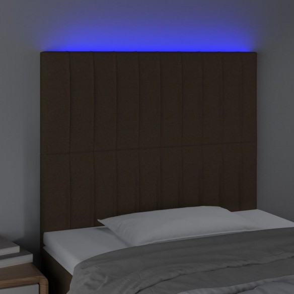 Tête de lit à LED Marron foncé 90x5x118/128 cm Tissu