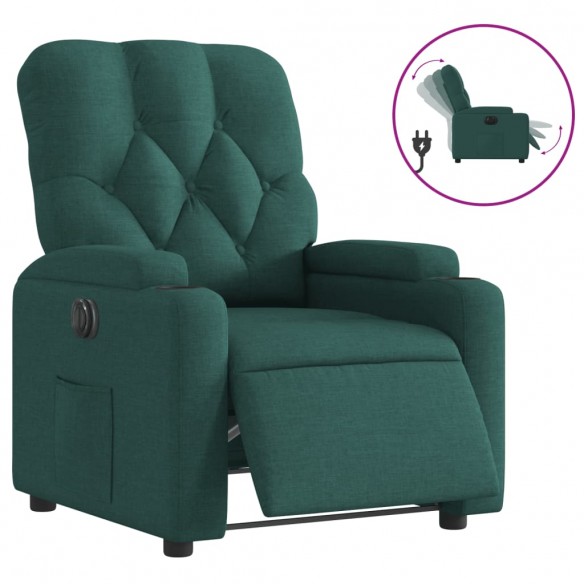 Fauteuil inclinable électrique Vert foncé Tissu